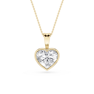 Heart Lab Grown Diamond Bezel Set Bail Solitaire Pendant - 16 to 18 Inches
