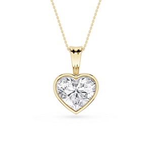 Heart Lab Grown Diamond Bezel Set Bail Solitaire Pendant - 16 to 18 Inches
