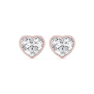 Heart Lab Grown Diamond Bezel Set Certified Stud Earrings