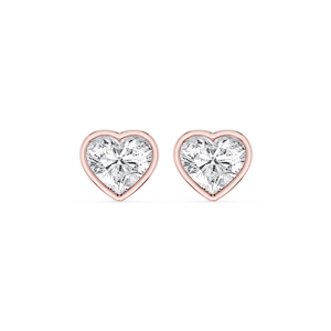 Heart Lab Grown Diamond Bezel Set Certified Stud Earrings