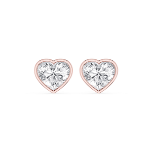 Heart Lab Grown Diamond Bezel Set Certified Stud Earrings