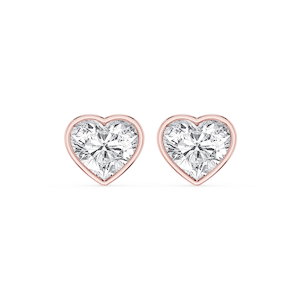 Heart Lab Grown Diamond Bezel Set Certified Stud Earrings