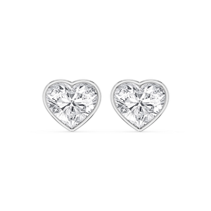 Heart Lab Grown Diamond Bezel Set Certified Stud Earrings