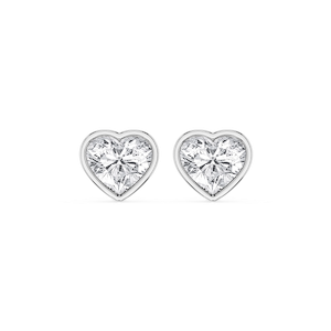 Heart Lab Grown Diamond Bezel Set Certified Stud Earrings