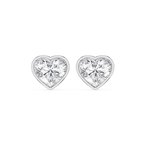 Heart Lab Grown Diamond Bezel Set Certified Stud Earrings