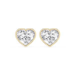 Heart Lab Grown Diamond Bezel Set Certified Stud Earrings