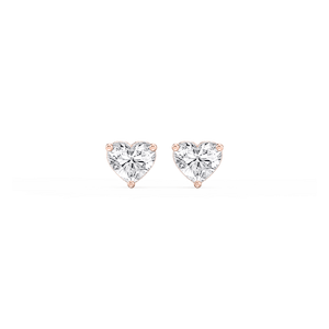 Heart Lab Grown Diamond Classic Three Prong Martini Stud Earrings