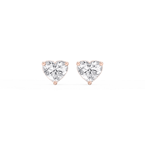 Heart Lab Grown Diamond Classic Three Prong Martini Stud Earrings