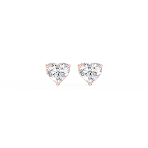 Heart Lab Grown Diamond Classic Three Prong Martini Stud Earrings