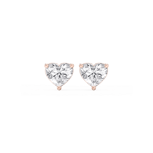 Heart Lab Grown Diamond Classic Three Prong Martini Stud Earrings