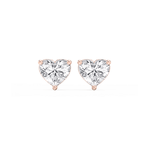 Heart Lab Grown Diamond Classic Three Prong Martini Stud Earrings