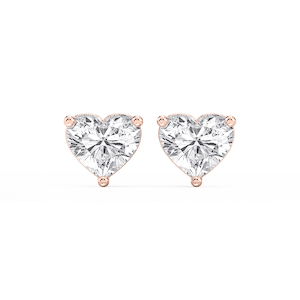 Heart Lab Grown Diamond Classic Three Prong Martini Stud Earrings