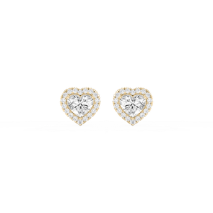 Heart Lab Grown Diamond Four Prong Basket Halo Stud Earrings