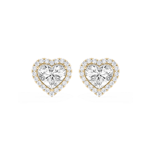 Heart Lab Grown Diamond Four Prong Basket Halo Stud Earrings