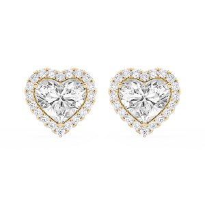 Heart Lab Grown Diamond Four Prong Basket Halo Stud Earrings