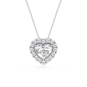 Heart Lab Grown Diamond Halo Slide Pendant - 16 to 18 Inches