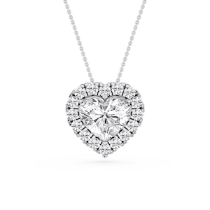 Heart Lab Grown Diamond Halo Slide Pendant - 16 to 18 Inches