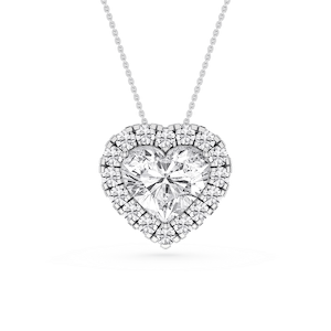 Heart Lab Grown Diamond Halo Slide Pendant - 16 to 18 Inches