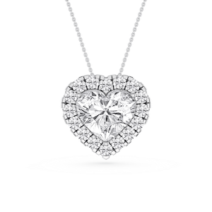 Heart Lab Grown Diamond Halo Slide Pendant - 16 to 18 Inches