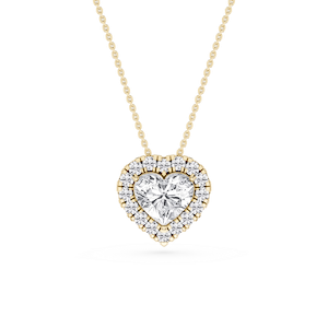 Heart Lab Grown Diamond Halo Slide Pendant - 16 to 18 Inches