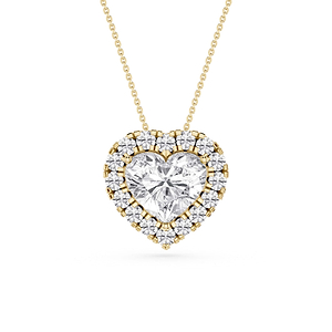 Heart Lab Grown Diamond Halo Slide Pendant - 16 to 18 Inches