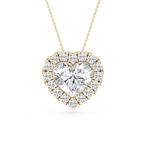 Heart Lab Grown Diamond Halo Slide Pendant - 16 to 18 Inches