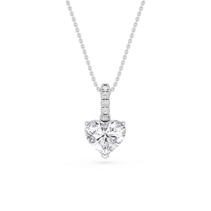 Heart Lab Grown Diamond Hidden Halo Pendant - 16 to 18 Inches