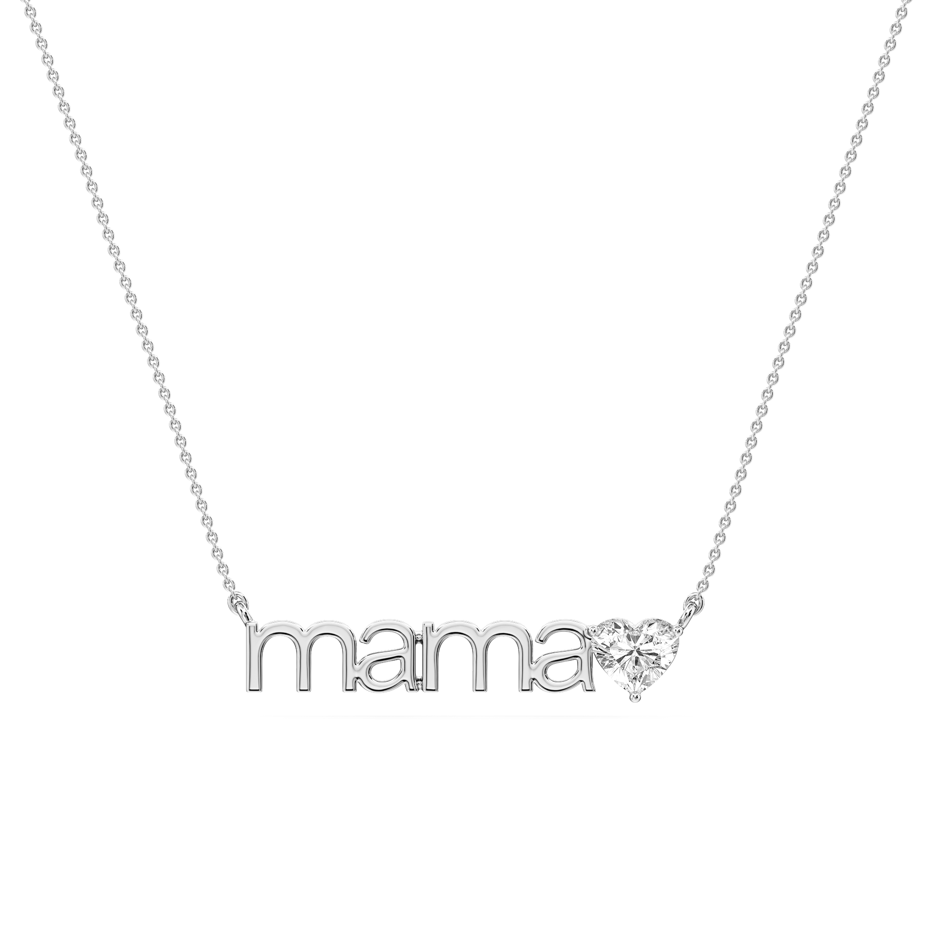 Heart Lab Grown Diamond Mama Solitaire Pendant - 16 to 18 Inches