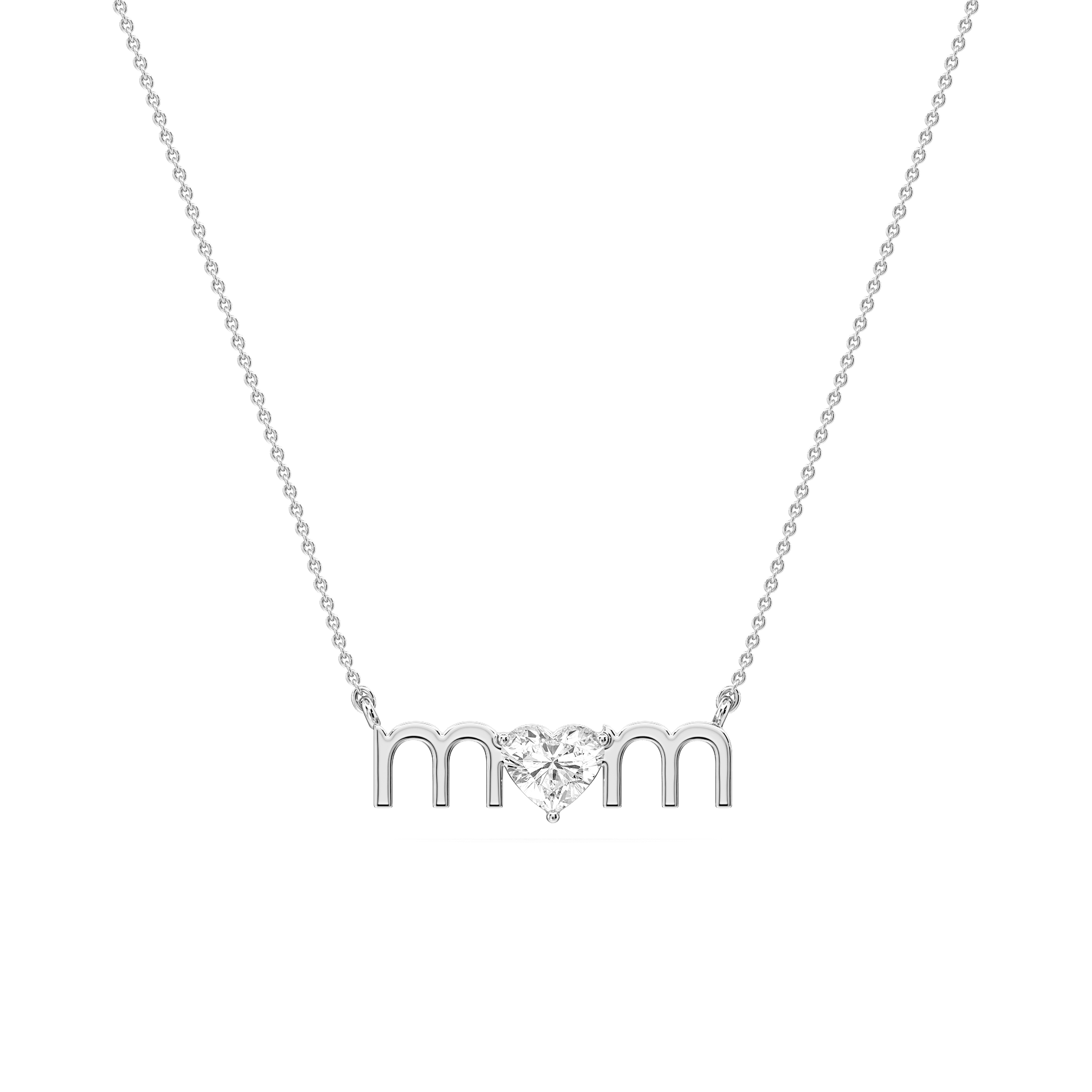 Heart Lab Grown Diamond Mom Solitaire Pendant - 16 to 18 Inches