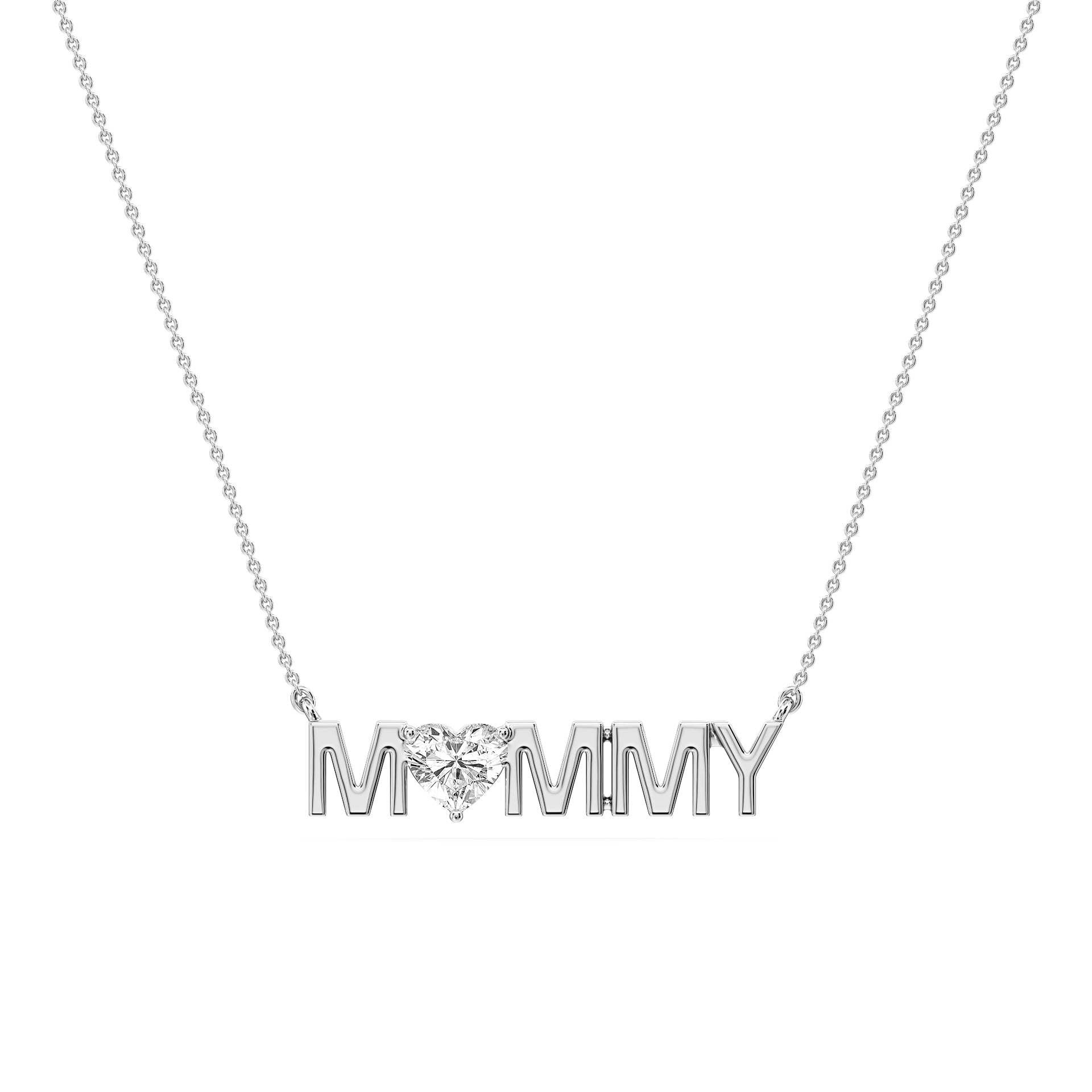 Heart Lab Grown Diamond Mommy Solitaire Pendant - 16 to 18 Inches