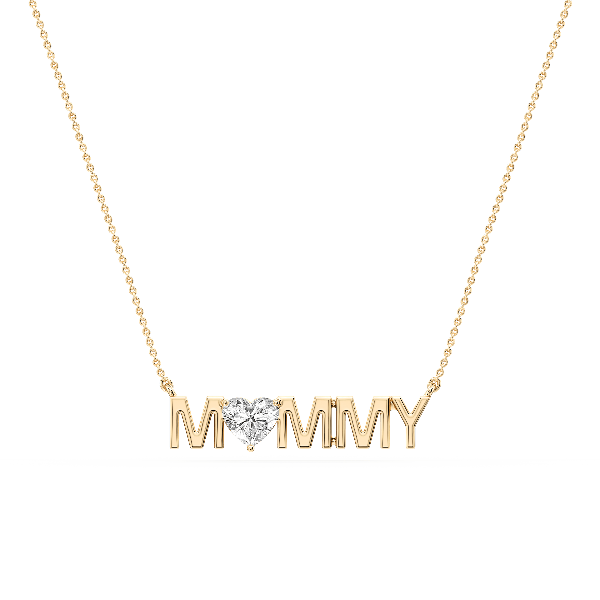 Heart Lab Grown Diamond Mommy Solitaire Pendant - 16 to 18 Inches