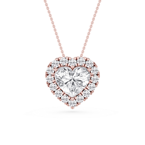 Heart Lab Grown Diamond Halo Slide Pendant - 16 to 18 Inches
