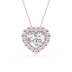 Heart Lab Grown Diamond Halo Slide Pendant - 16 to 18 Inches