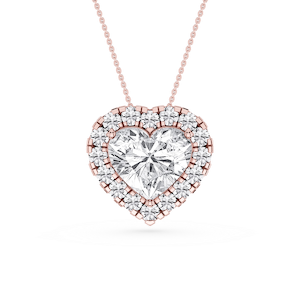 Heart Lab Grown Diamond Halo Slide Pendant - 16 to 18 Inches