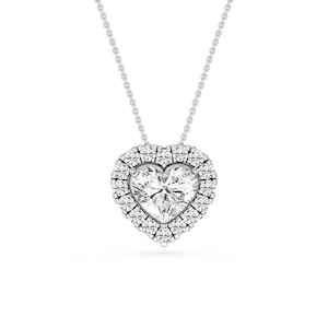 Heart Lab Grown Diamond Halo Slide Pendant - 16 to 18 Inches