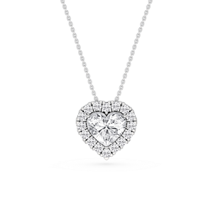 Heart Lab Grown Diamond Halo Slide Pendant - 16 to 18 Inches