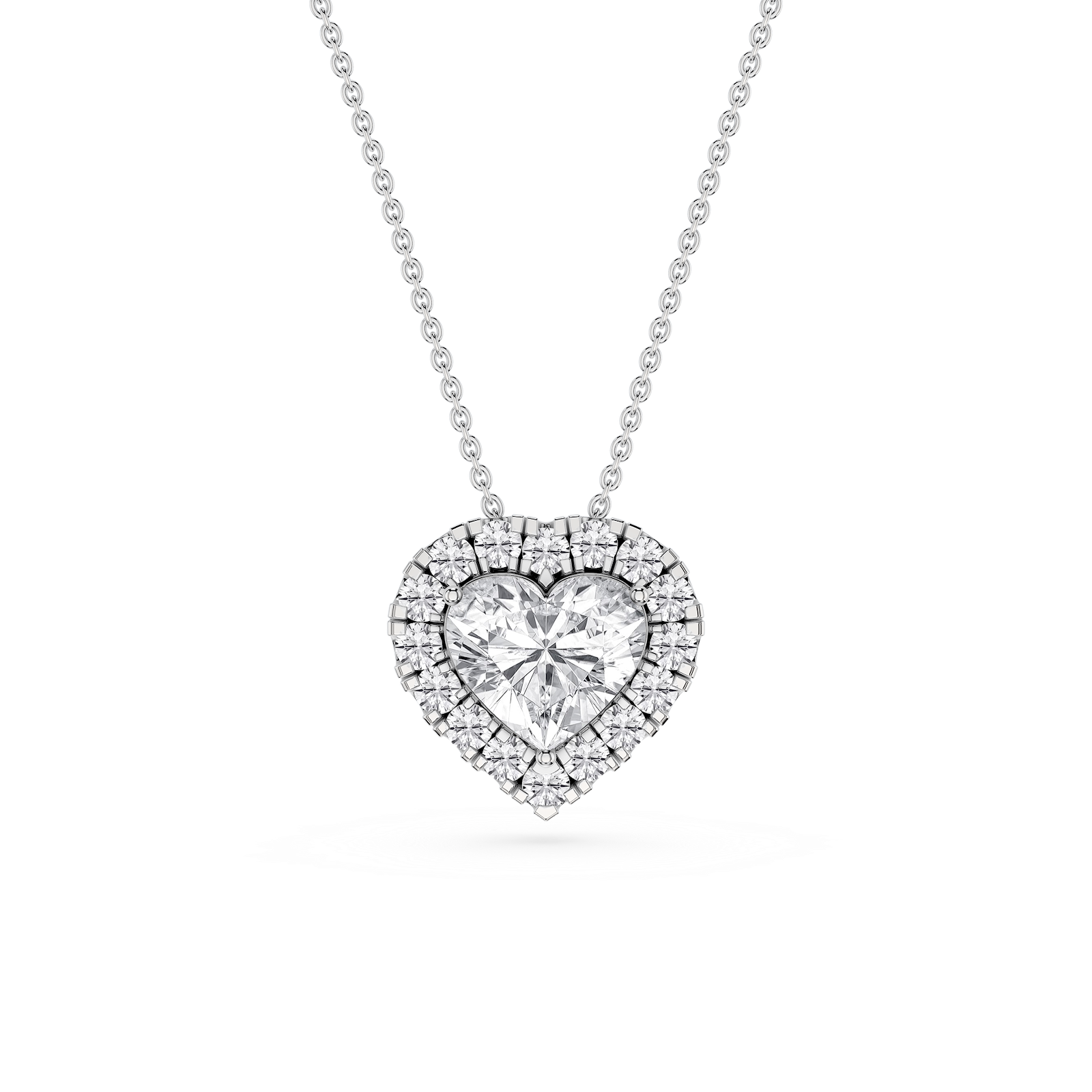 Heart Lab Grown Diamond Halo Slide Pendant - 16 to 18 Inches