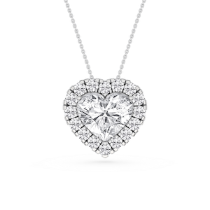 Heart Lab Grown Diamond Halo Slide Pendant - 16 to 18 Inches