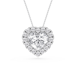 Heart Lab Grown Diamond Halo Slide Pendant - 16 to 18 Inches