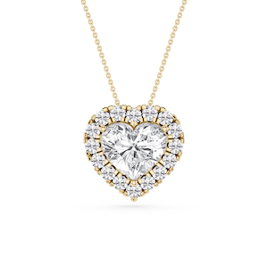 Heart Lab Grown Diamond Halo Slide Pendant - 16 to 18 Inches