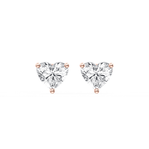 Heart Certified Lab Grown Diamond Three Prong Guardian Back Stud Earrings