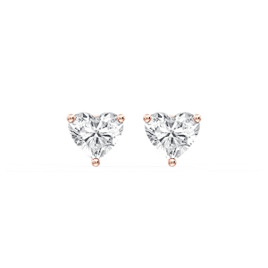 Heart Certified Lab Grown Diamond Three Prong Guardian Back Stud Earrings