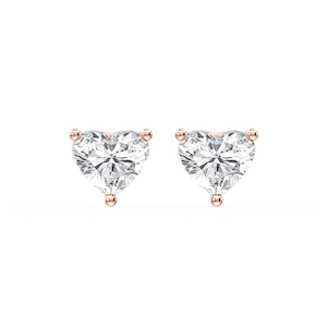 Heart Certified Lab Grown Diamond Three Prong Guardian Back Stud Earrings