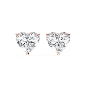 Heart Certified Lab Grown Diamond Three Prong Guardian Back Stud Earrings