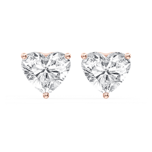 Heart Certified Lab Grown Diamond Three Prong Guardian Back Stud Earrings