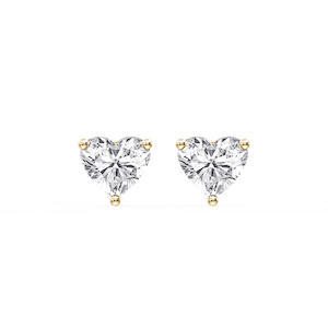 Heart Certified Lab Grown Diamond Three Prong Guardian Back Stud Earrings