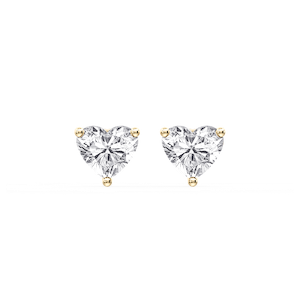 Heart Certified Lab Grown Diamond Three Prong Guardian Back Stud Earrings