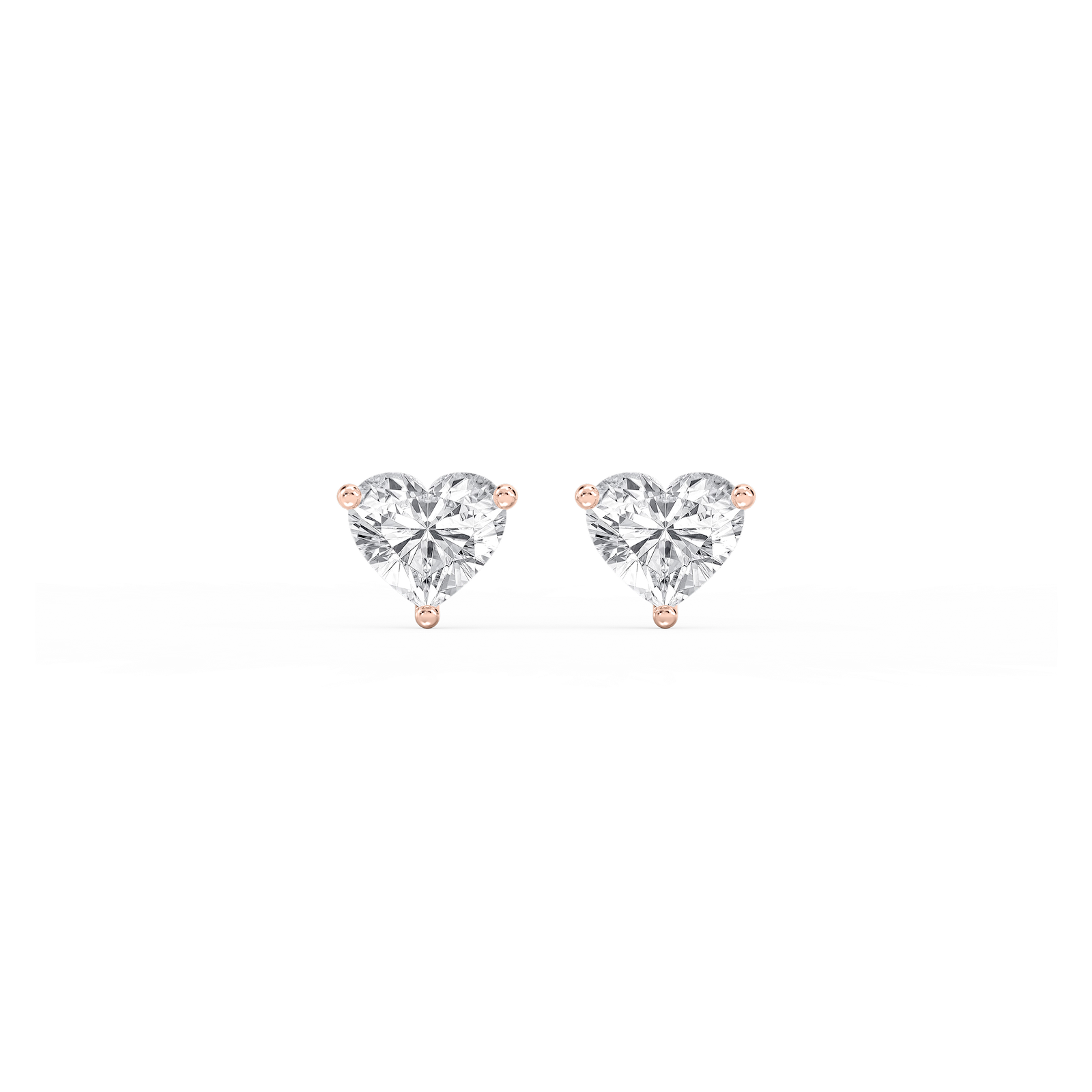 Heart Certified Lab Grown Diamond Classic Three Prong Martini Threaded Stud Earrings