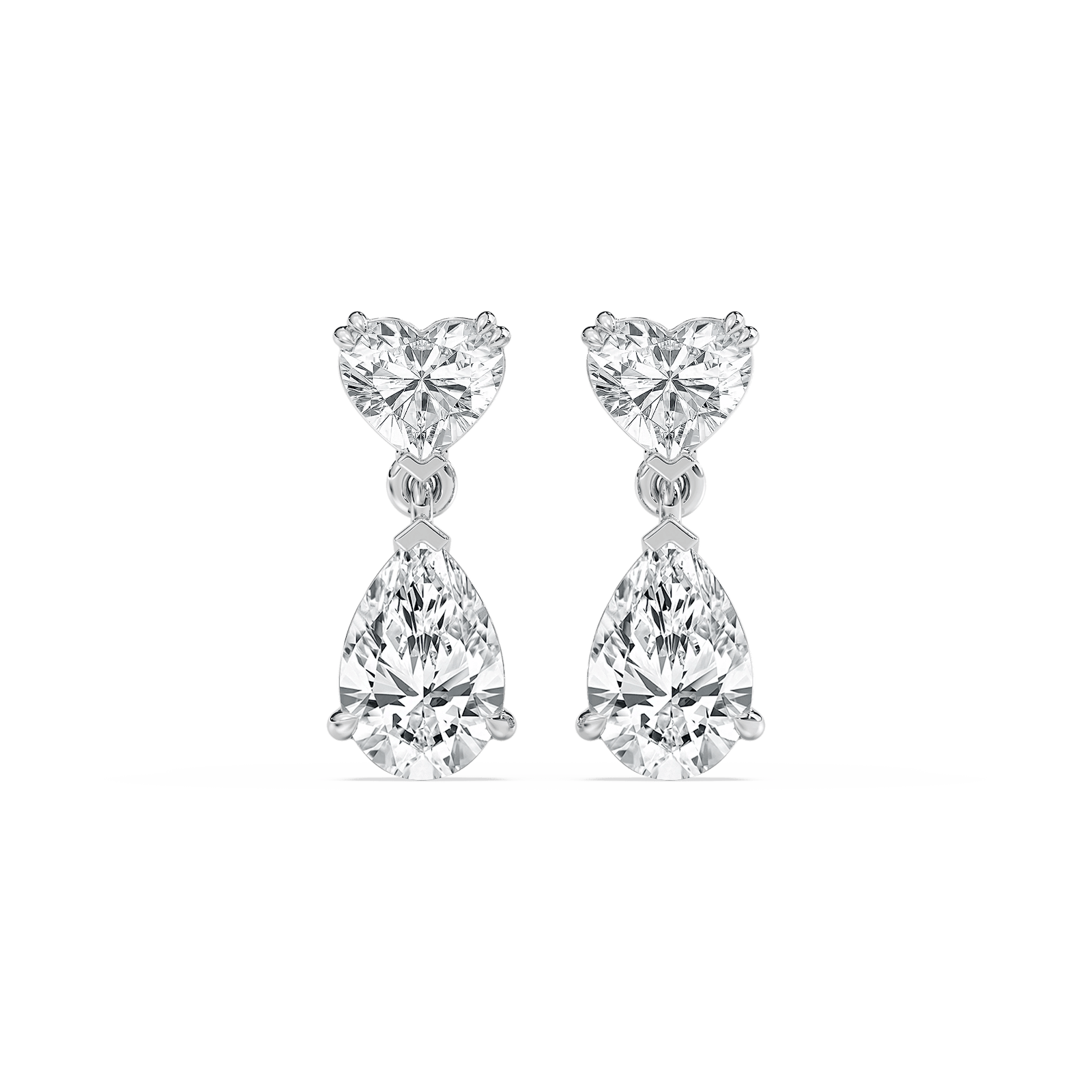 Heart & Pear Drop Diamond Earrings in Rose Gold
