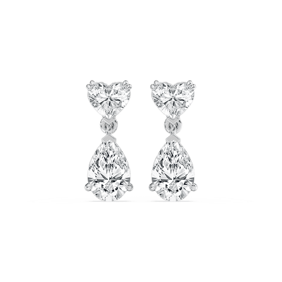 3 ctw Heart and Pear Lab Grown Diamond Drop Earrings